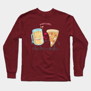 Beer and Pizza - Hashtag Couple Goals Long Sleeve T-Shirt